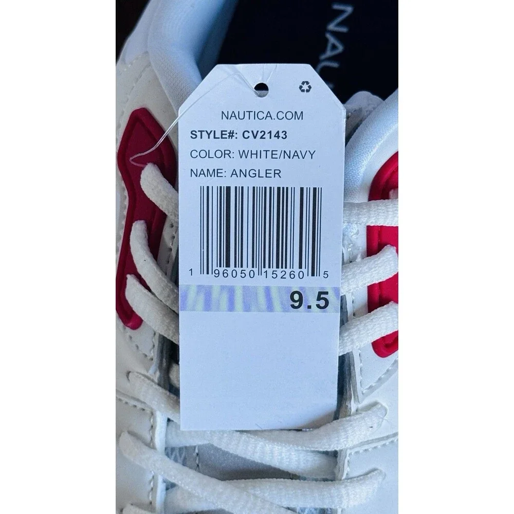 Men’s Size 9.5 Nautica Angler White Navy Lifestyle Sneakers CV2143 NWOB